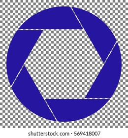Photo sign illustration. Blue icon on transparent background.