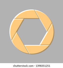 Photo sign illustration. Emboss effect with light orange icon on gray background.