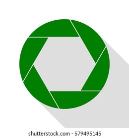 Photo sign illustration. Green icon with flat style shadow path.