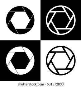 Photo sign illustration. Vector. Black and white icons and line icon on chess board.