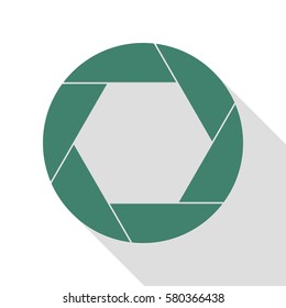 Photo sign illustration. Veridian icon with flat style shadow path.