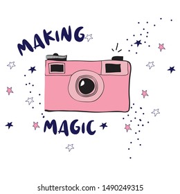 photo star polka magic text line color girl tee illustration art vector