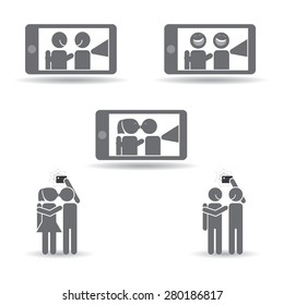 Photo Stick Figure Pictogram Icons. Vector pictures of friends and loved ones.