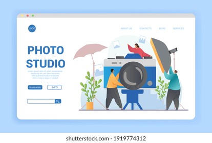 Photo studio abstract concept. Flat cartoon vector illustration. Website, webpage, landing page template