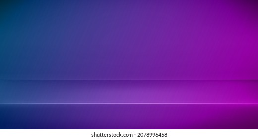 Photo studio background design in blue and purple gradient color. Empty podium for banner or product presentation. Vector illustration