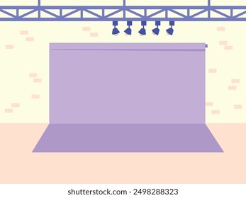 Photo studio background with professional light equipment. Vector illustration