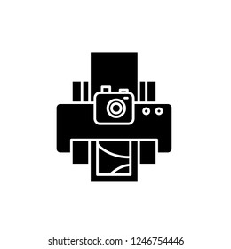 Photo studio black icon, vector sign on isolated background. Photo studio concept symbol, illustration 