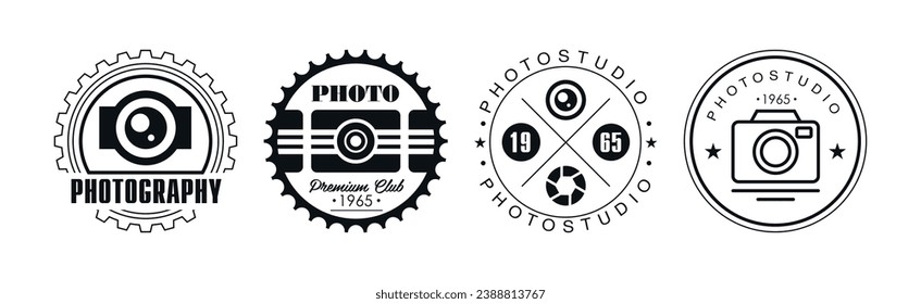 Photo Studio Black Label and Logo Vector Set