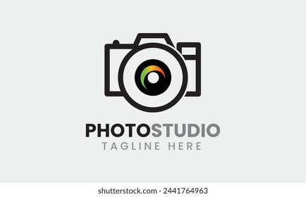 Foto-Studio-Kamera-Icon-Film-Objektiv-Licht-Vektor-Logo moderne minimalistische einzigartige Studio-Vorlage