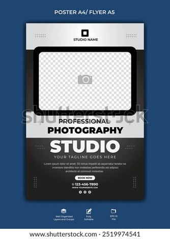 Photo studio Flyer Template. Photography Contest Flyer Design. 