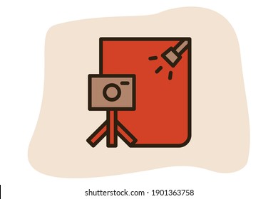 Photo studio icon line filled color concept related business service and support elements.

