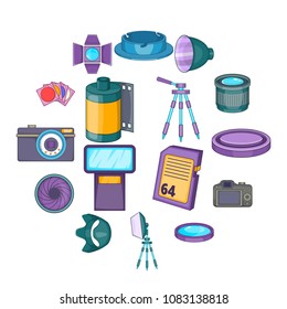 Photo studio icons set. Cartoon illustration of 16 photo studio equipment vector icons for web