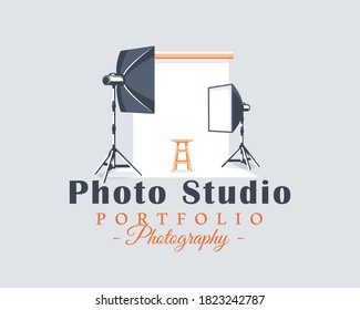 Photo studio label concept. Flat design element. Cartoon stile. Vector illustration