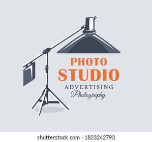Photo studio label concept. Flat design element. Cartoon stile. Vector illustration