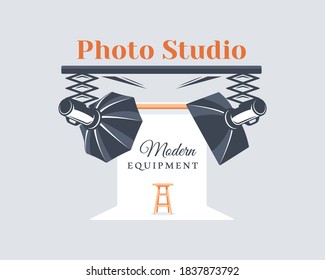 Photo studio label concept. Flat design element. Cartoon stile. Vector illustration