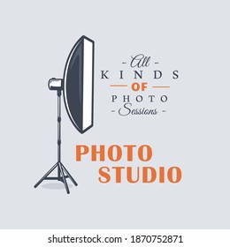 Photo studio label concept. Flat design element. Cartoon stile. Vector illustration
