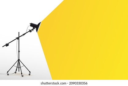 Photo Studio Lamp. Spotlight Concept. Spotlight Shines With Yellow Light. Place For Text For Your Design. Vector Illustration Photo Studio Flashes Light Bulb Icon.