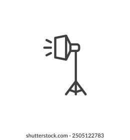 Photo Studio Light line icon. linear style sign for mobile concept and web design. Studio light with a softbox outline vector icon. Symbol, logo illustration. Vector graphics