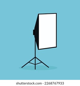 Photo studio light stand with blank screen. Vector illustration in flat style.
