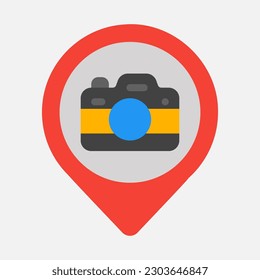 Photo studio location icon in flat style, use for website mobile app presentation
