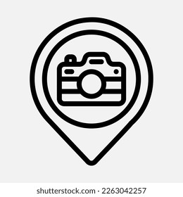 Photo studio location icon in line style, use for website mobile app presentation