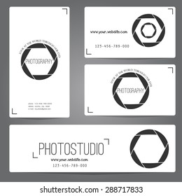 Photo Studio Logo And Business Card Template. Vector Illustration.