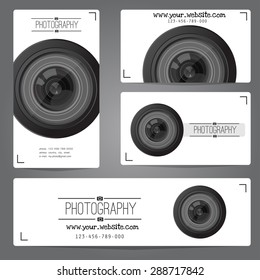 Photo Studio Logo And Business Card Template Vector Collection Photography Logo Templates Cam Logotypes Realistic Lens Camera Logo Photo Studio Icon Photo Camera Badge Photographer