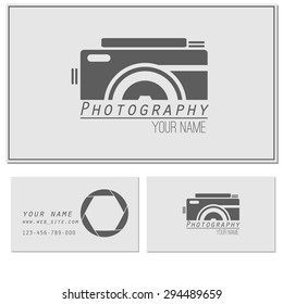 Photo studio logo and business card template. Vector illustration.