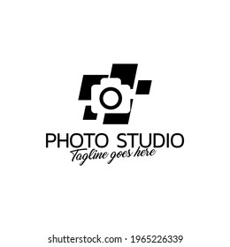Concepto del logo del estudio fotográfico. Vector de plantilla de logotipo de estudio fotográfico.