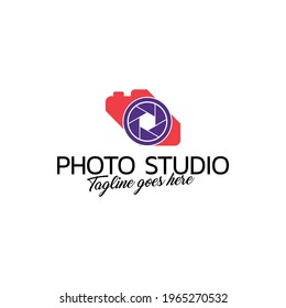 Concepto del logo del estudio fotográfico. Plantilla de logotipo de estudio fotográfico