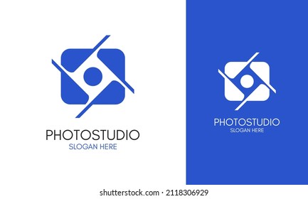 Photo studio logo design. Icon for photographer. Creative lens symbol