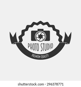 Photo studio logo, emblem. Can be used to design business cards, flyers, posters, as a concept for the logo to be printed on T-shirts