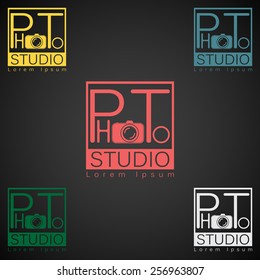 Photo studio logo mock up dark sample text.