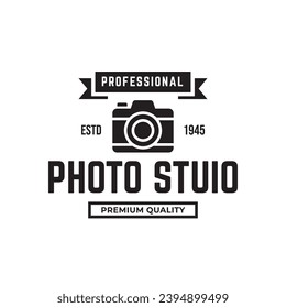Photo studio logo vintage vector. Hipster and retro style. Perfect for your business design.