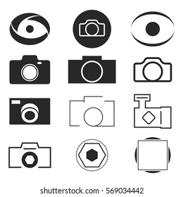 Photo Studio Monochrome Vector Shapes Set for Photographers
