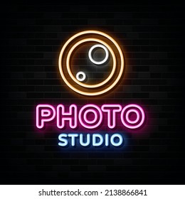Photo Studio Neon Signs Vector