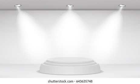 Photo Studio Room. Empty White Interior. Gallery, Architectural Design. Vector Illustration.
