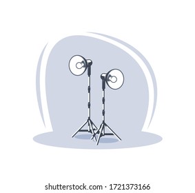 Photo studio scene isolated on white background. Flat style. Photo studio concept. Vector illustration