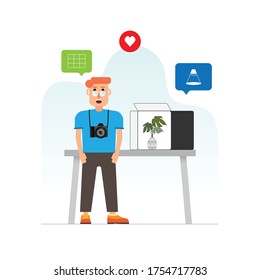 Fotostudio in einfacher Grafik