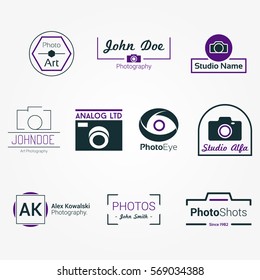 Photo Studio Vector Badge Logos Set for Photographers