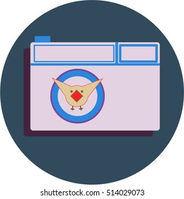 Photo studio vector logo illustration. Vintage style photo camera. 