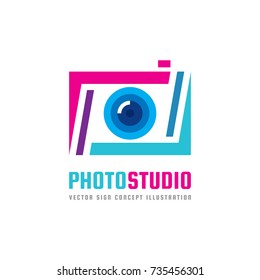 Photo studio - vector logo template concept illustration. Photo camera creative sign. Abstract design element. 