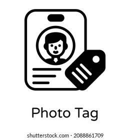Photo tag in glyph style editable vector