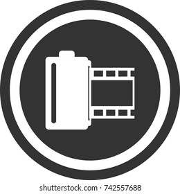 Photo tape icon , dark circle sign design