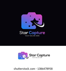 photo tech logo designs, simple star technology logo template
