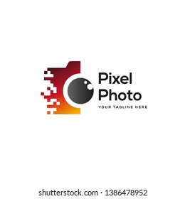 photo tech logo designs template, minimalist lens logo designs concept