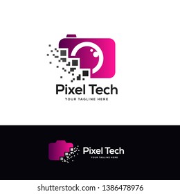 photo tech logo designs template, pixel technology logo designs concept