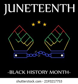 In the photo, there is a black background and five colored hands in the middle, and three yellow stars with white caption
