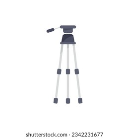 Photo tripod icon flat vector. Camera mobile stand. Studio film tripod isolated