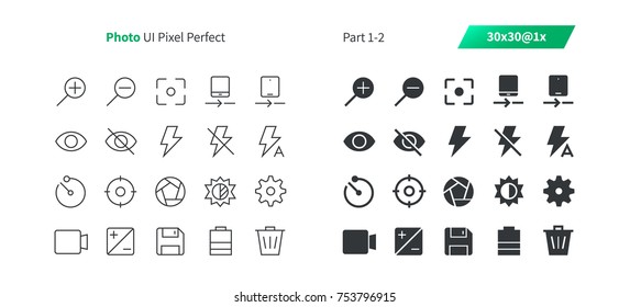 Photo UI Pixel Perfect Well-crafted Vector Thin Line And Solid Icons 30 1x Grid for Web Graphics and Apps. Simple Minimal Pictogram Part 1-2